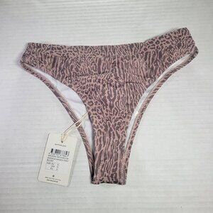 Rhythm Women High-Cut Blush Animal Print Bikini Bottoms Size S